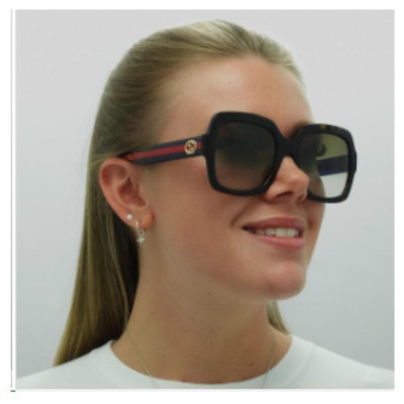 Like new - GUCCI GG0036SN SQUARE GLITTER STRIPED LEG SUNGLASSES - Picture 1 of 10